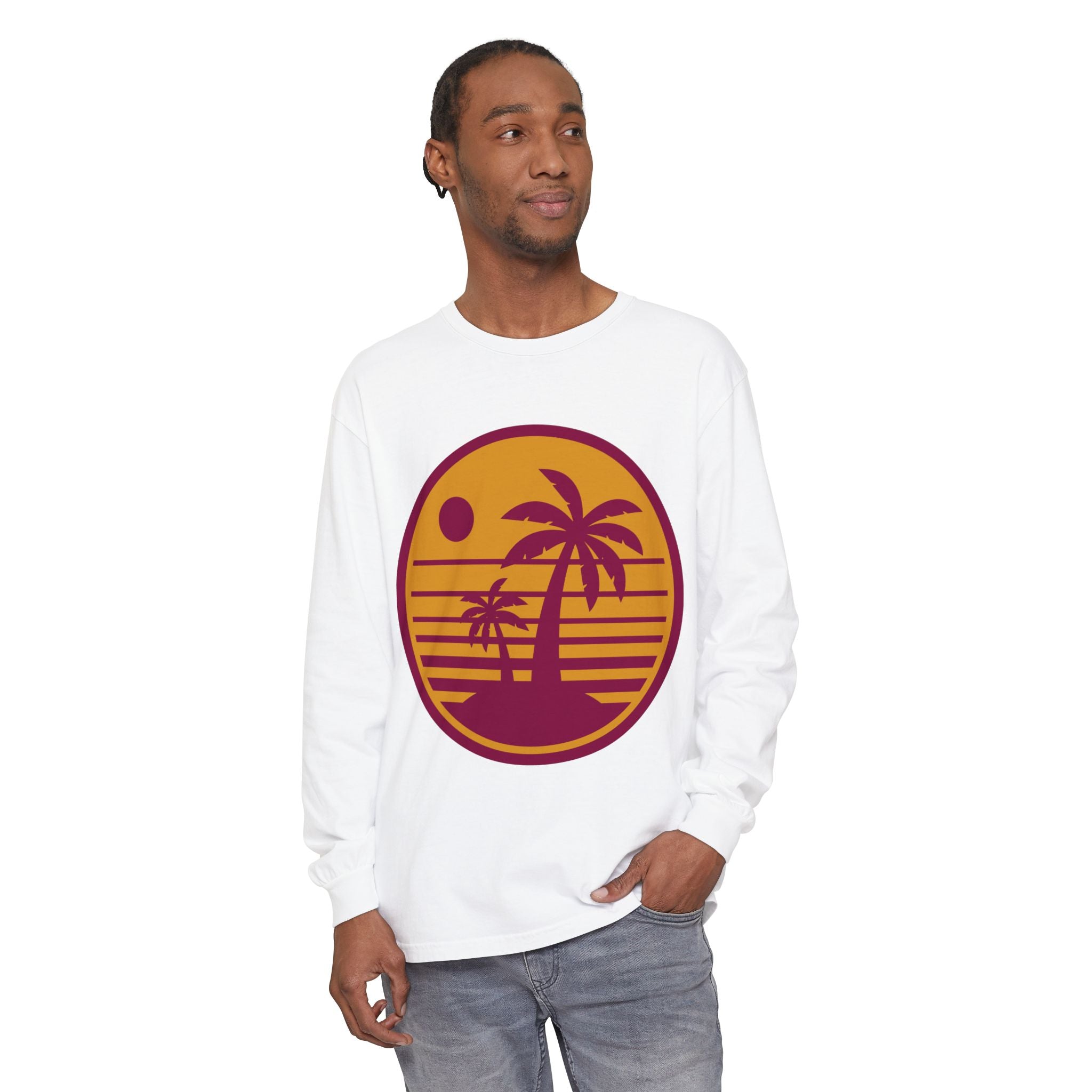 Retro Tropical Palm Sunset Long Sleeve