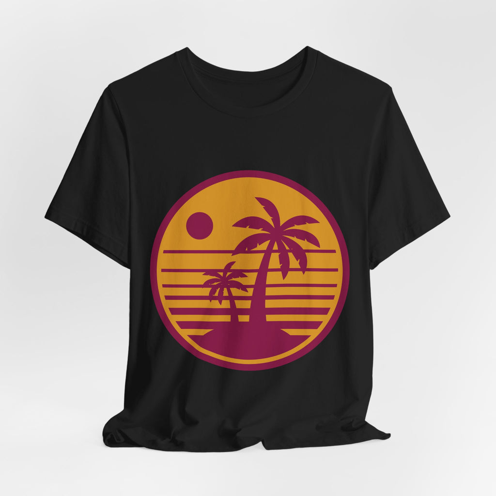 Vintage Palm Sunset Tee — Retro Beach Graphic T-Shirt