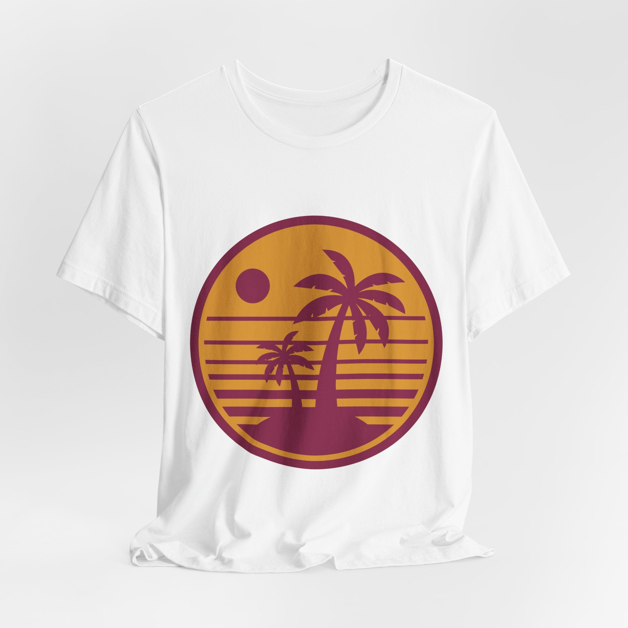Vintage Palm Sunset Tee — Retro Beach Graphic T-Shirt