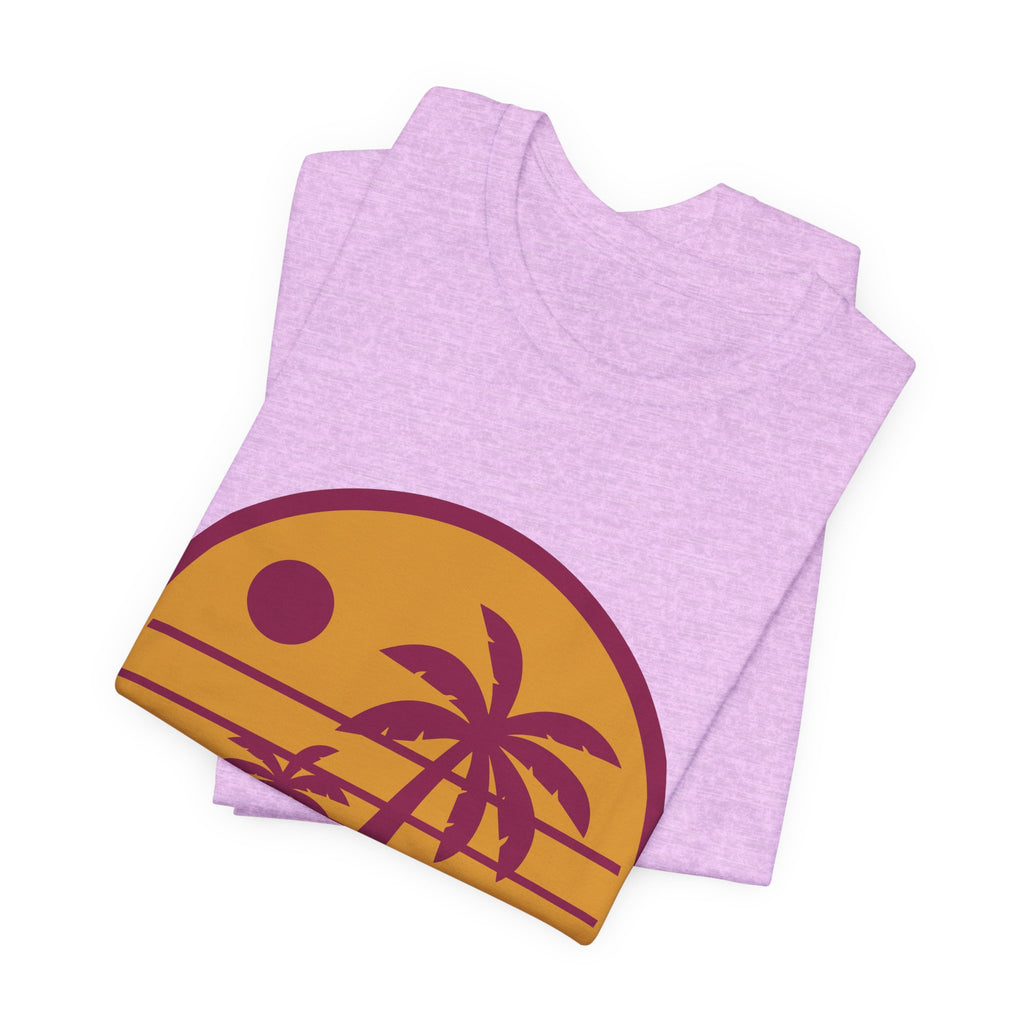Vintage Palm Sunset Tee — Retro Beach Graphic T-Shirt