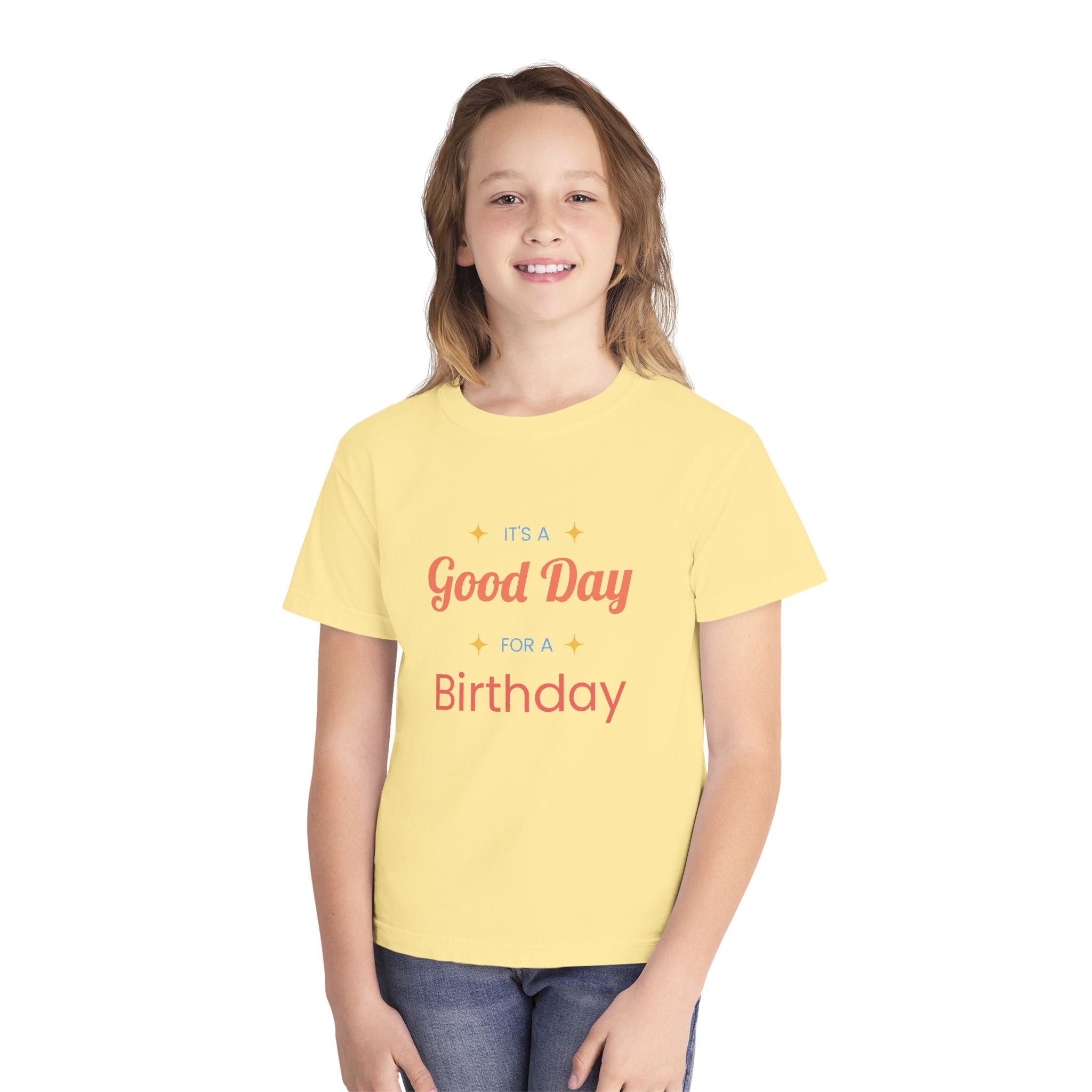 Good Day for a Birthday Youth Tee | Birthday Kids Shirt, Pastel Yellow