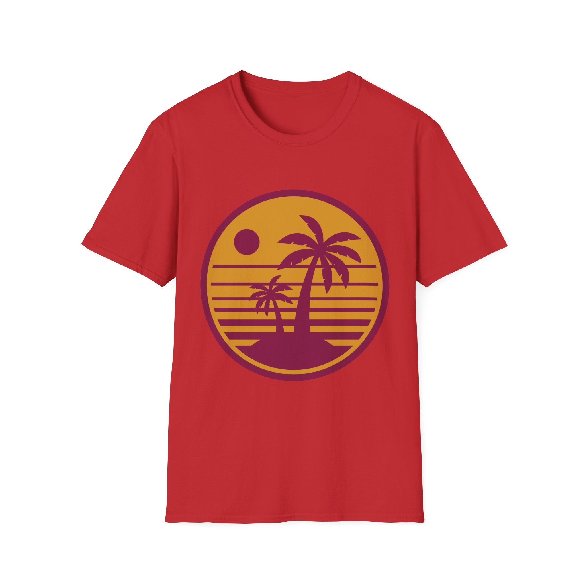 Retro Palm Trees Sunset T-Shirt | Tropical Beach Graphic