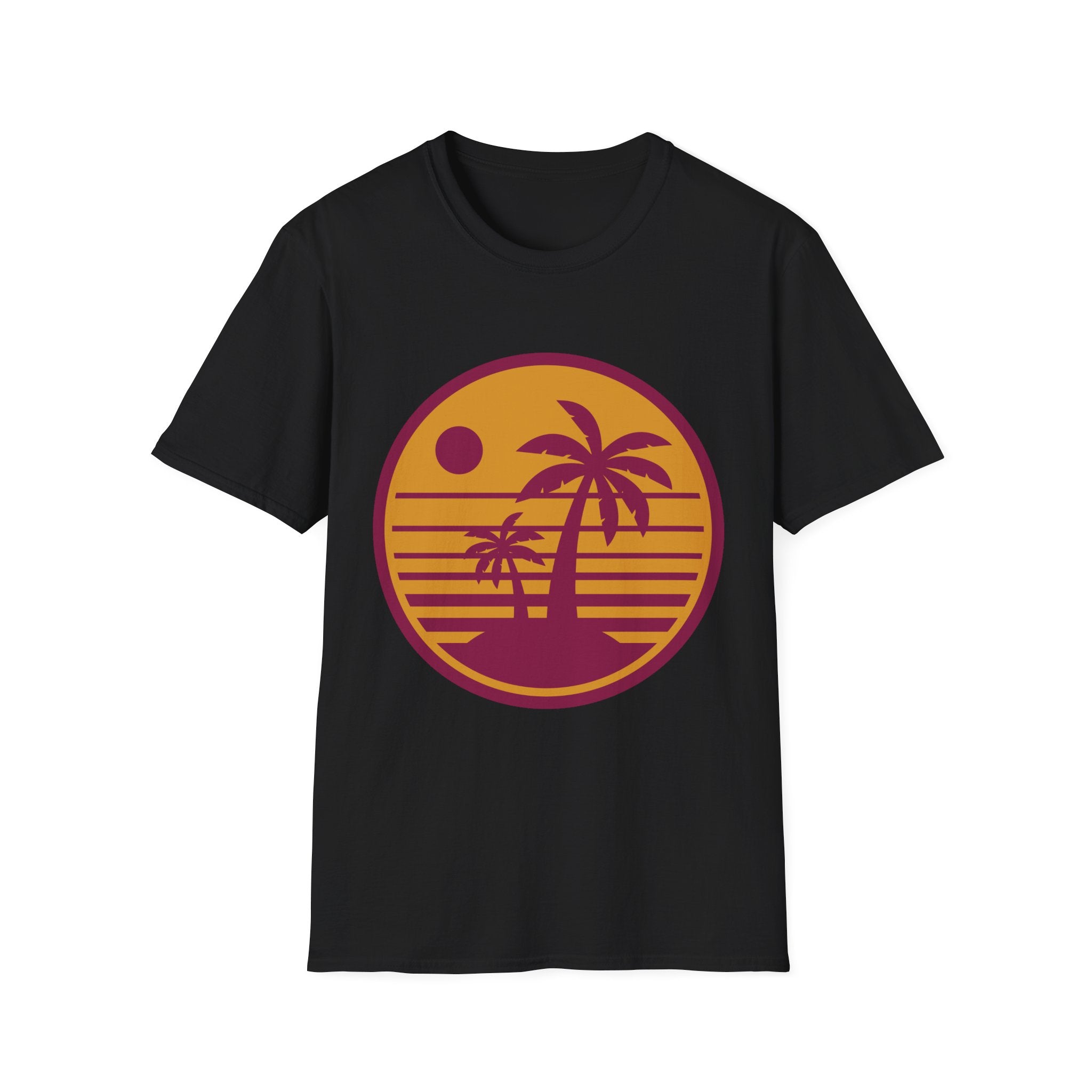 Retro Palm Trees Sunset T-Shirt | Tropical Beach Graphic