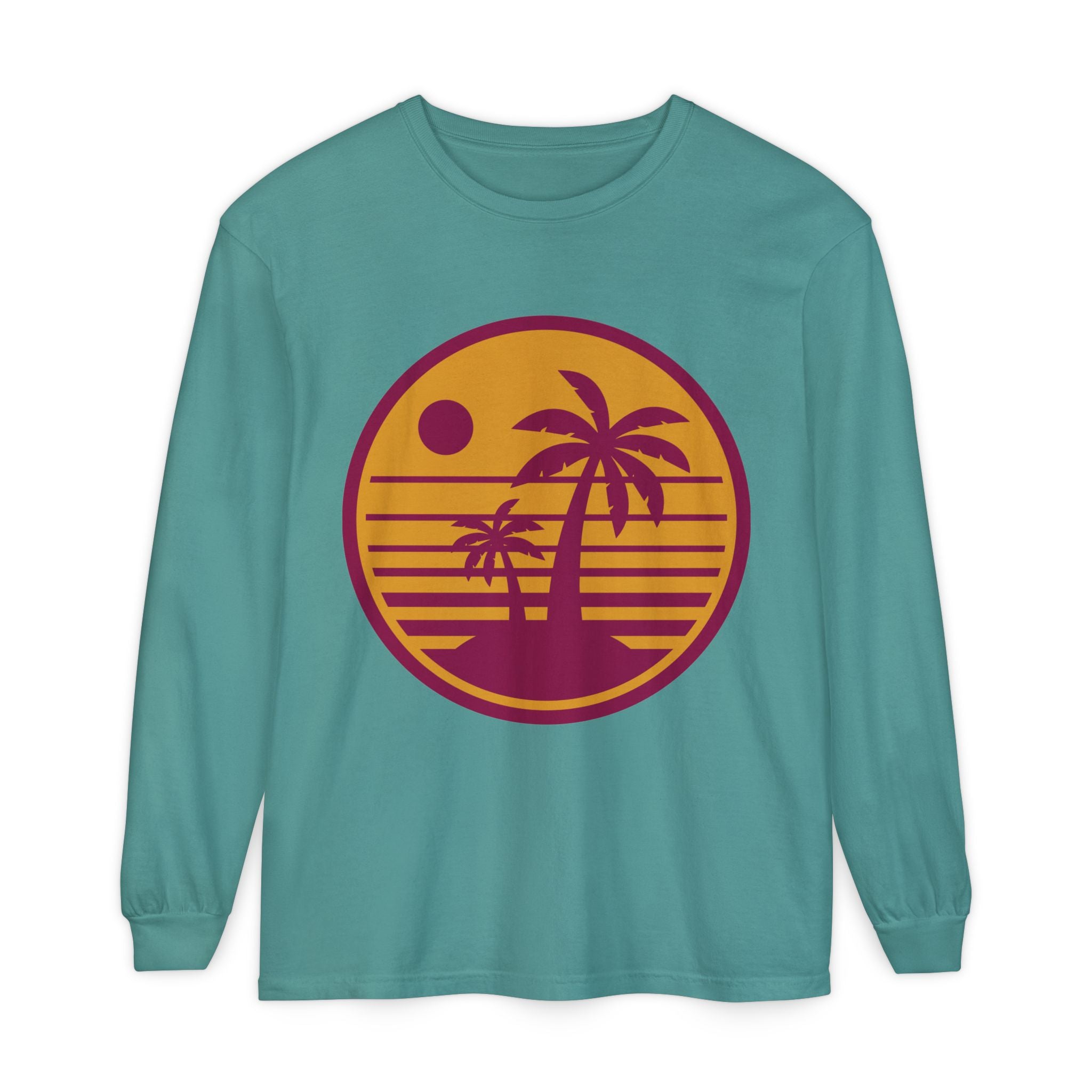 Retro Tropical Palm Sunset Long Sleeve