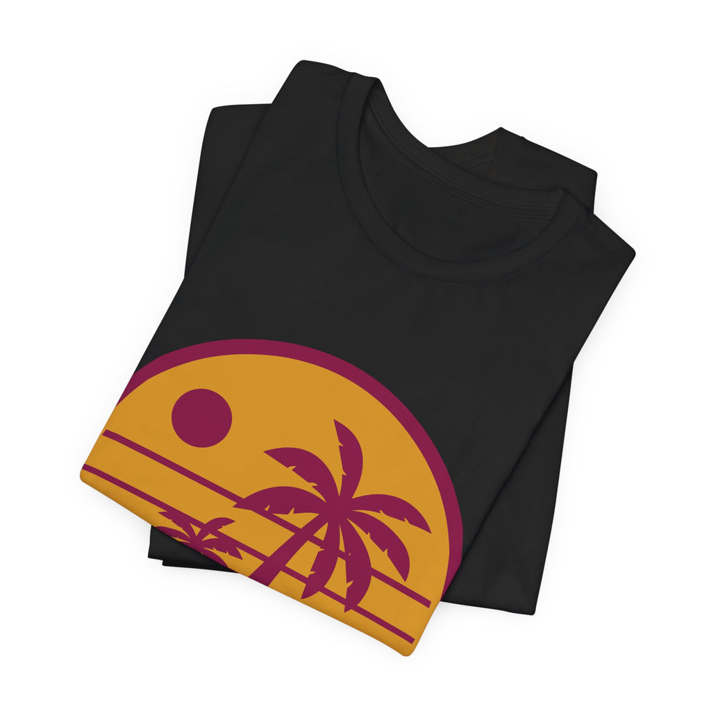 Vintage Palm Sunset Tee — Retro Beach Graphic T-Shirt