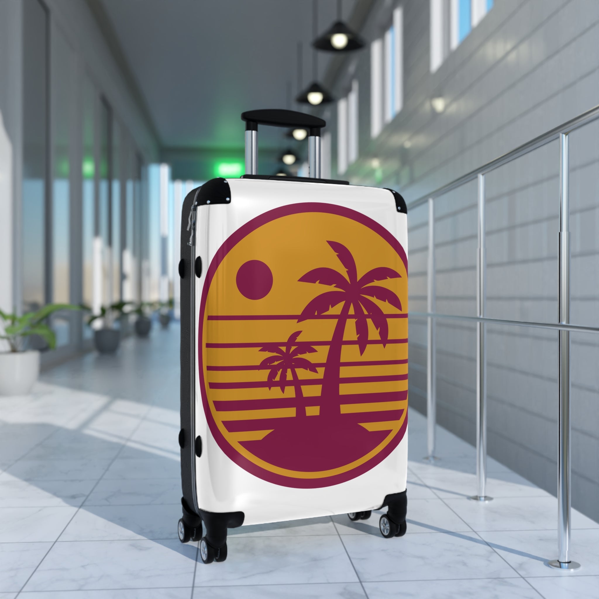 Retro Palm Sunset Suitcase | Beach Travel Luggage