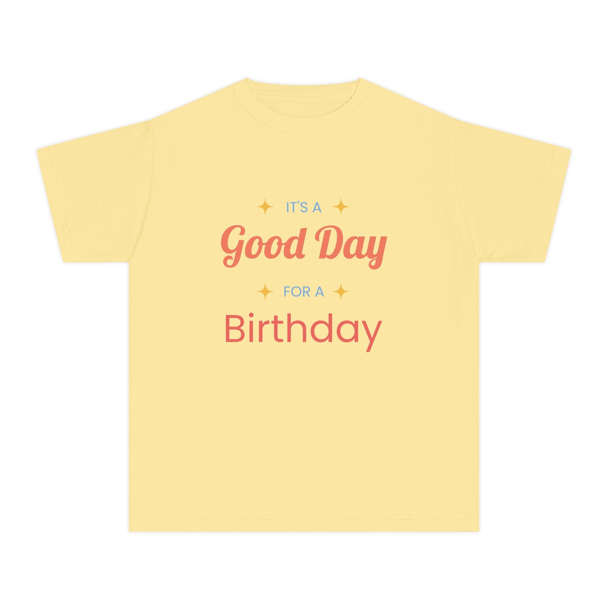Good Day for a Birthday Youth Tee | Birthday Kids Shirt, Pastel Yellow