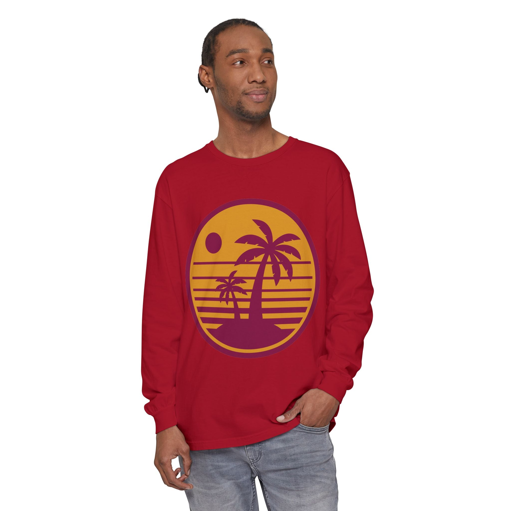 Retro Tropical Palm Sunset Long Sleeve