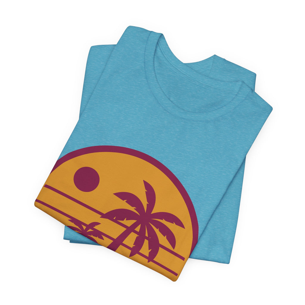 Vintage Palm Sunset Tee — Retro Beach Graphic T-Shirt