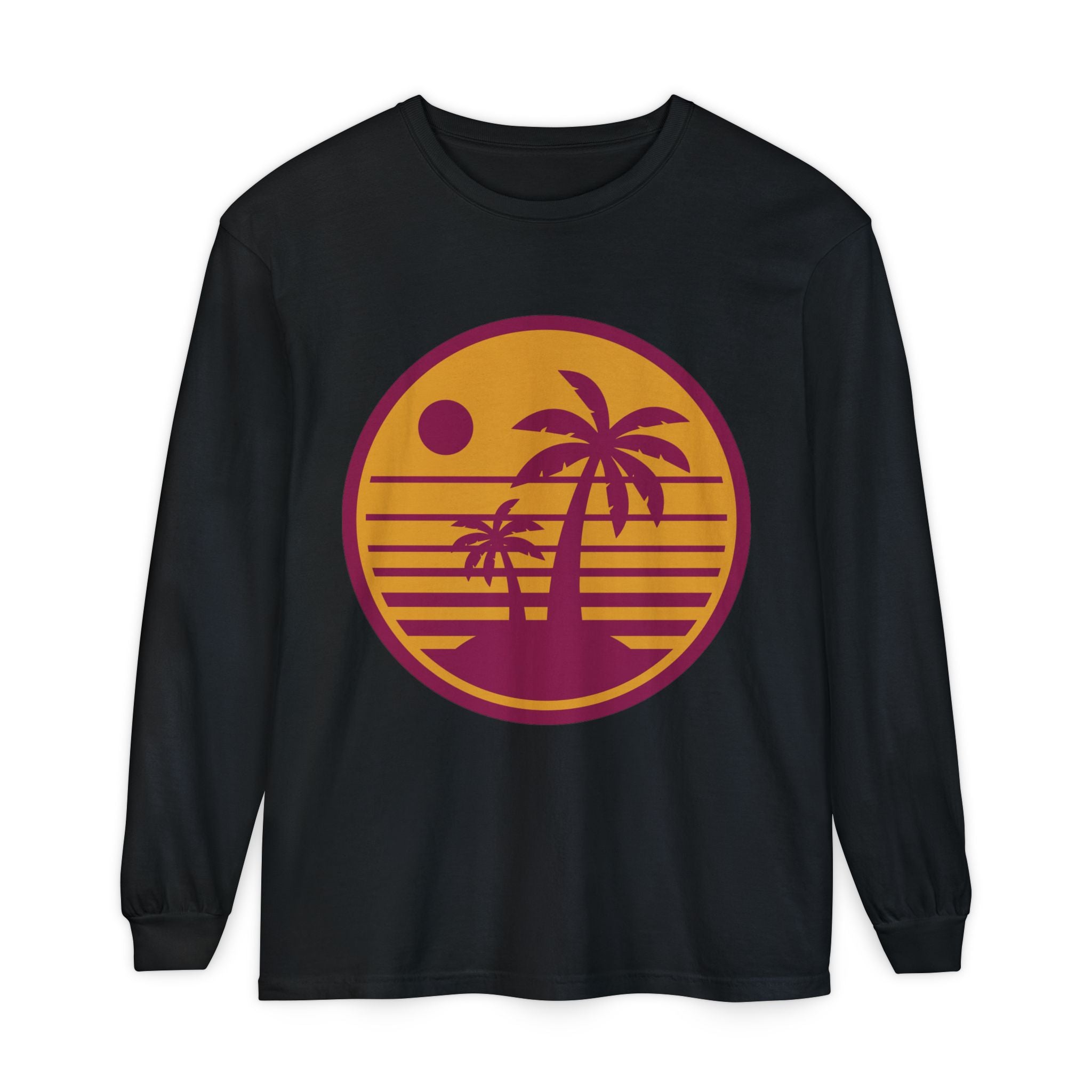 Retro Tropical Palm Sunset Long Sleeve
