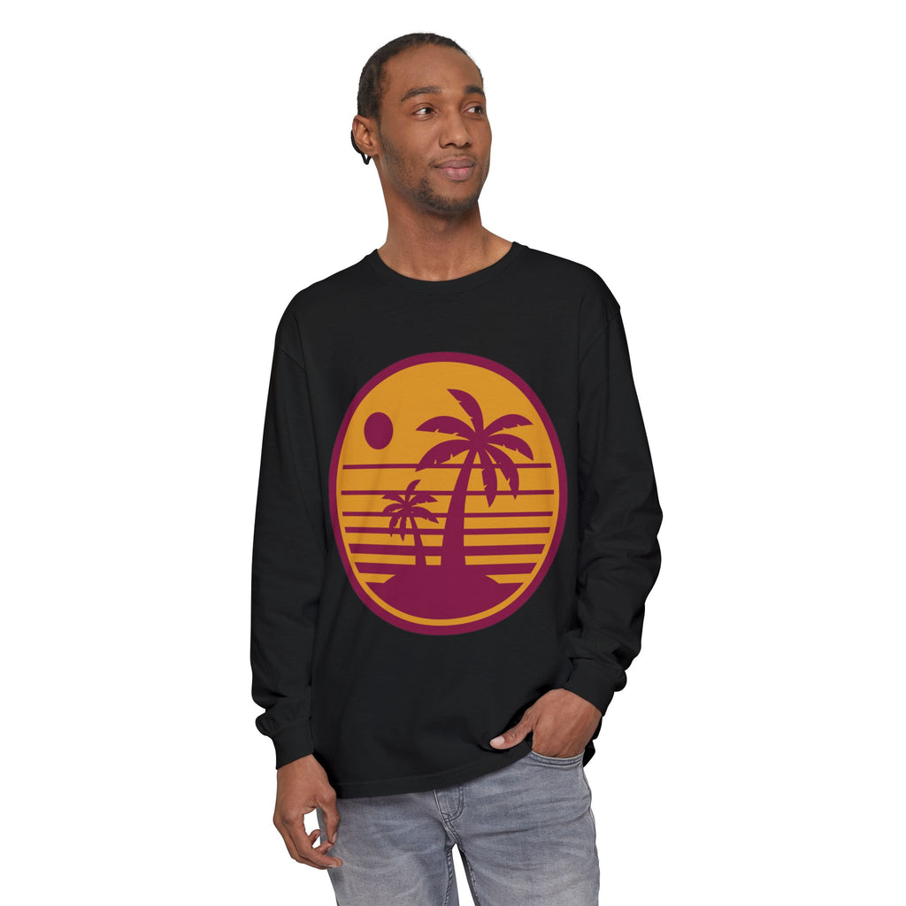 Retro Tropical Palm Sunset Long Sleeve